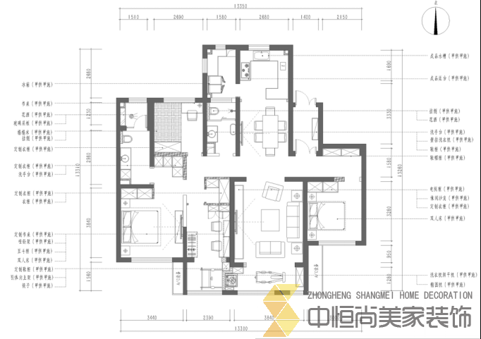 西安,西安家裝,西安家裝設(shè)計,西安小戶型設(shè)計公司,裝修案例丹軒梓園效果圖